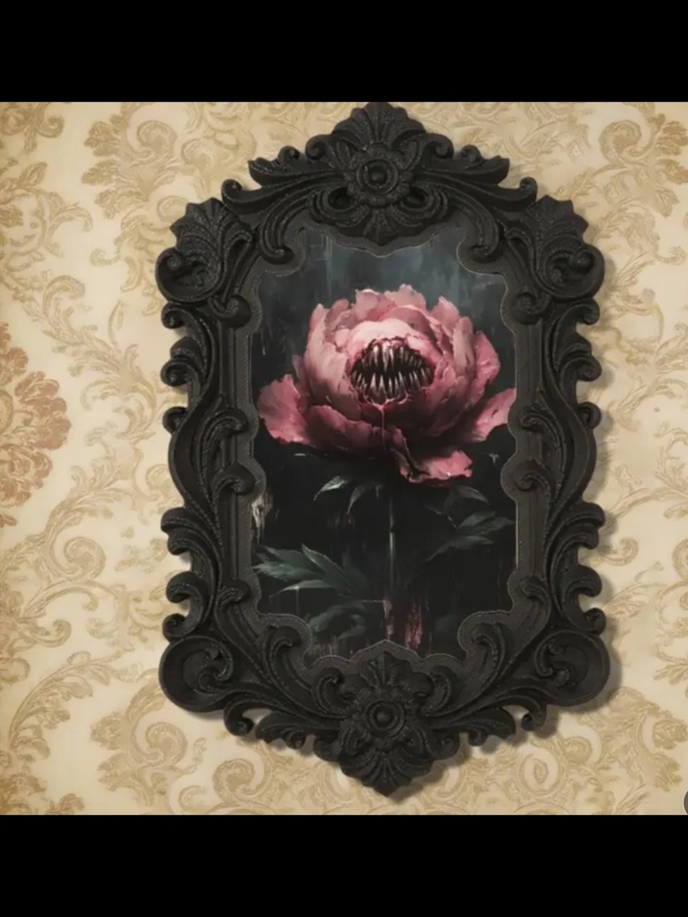 Framed Dark Pink Floral Wall Art - Home Wall Decor